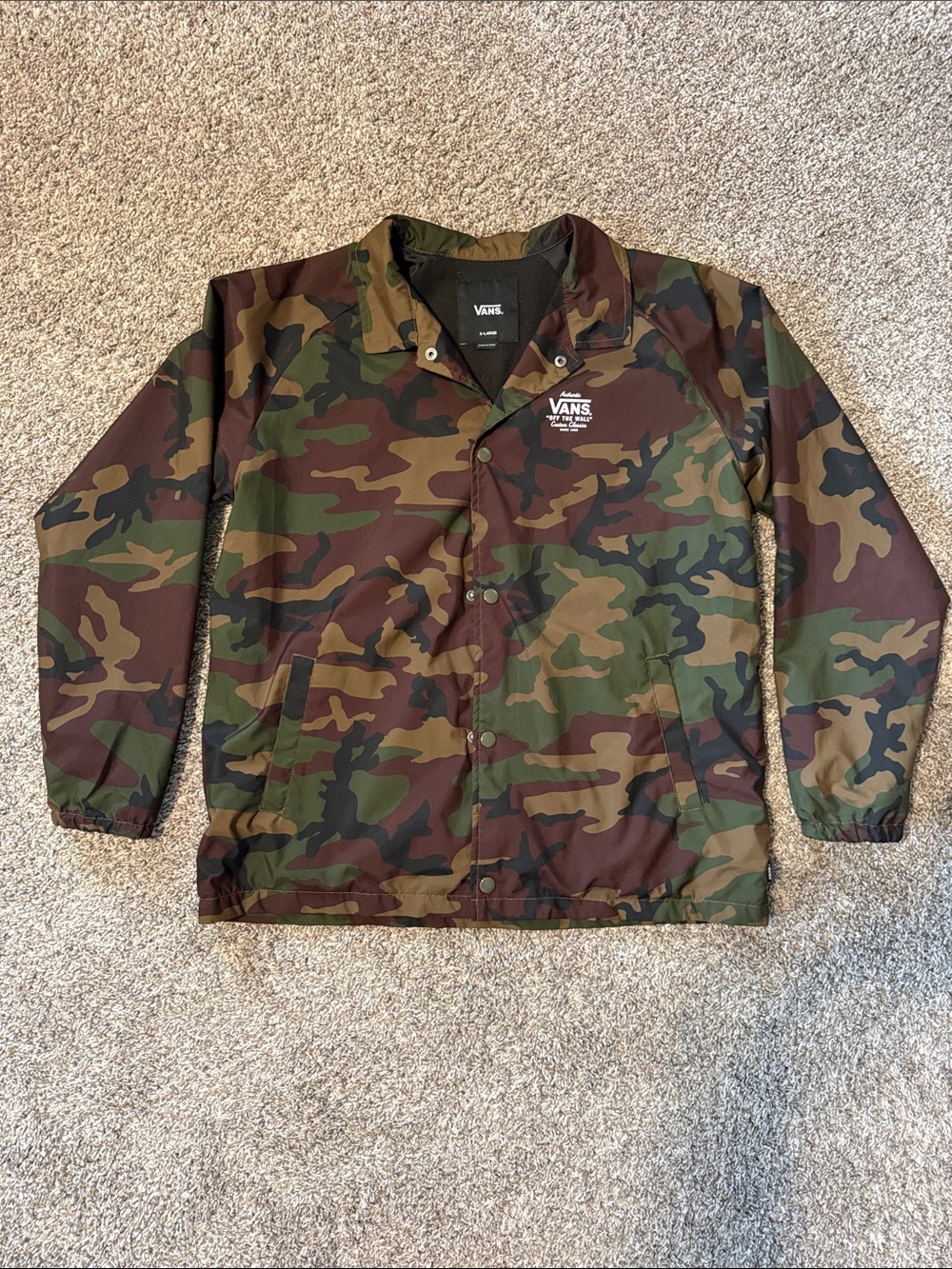 Vans Men’s Camo Windbreaker Jacket - Green/Brown/Black